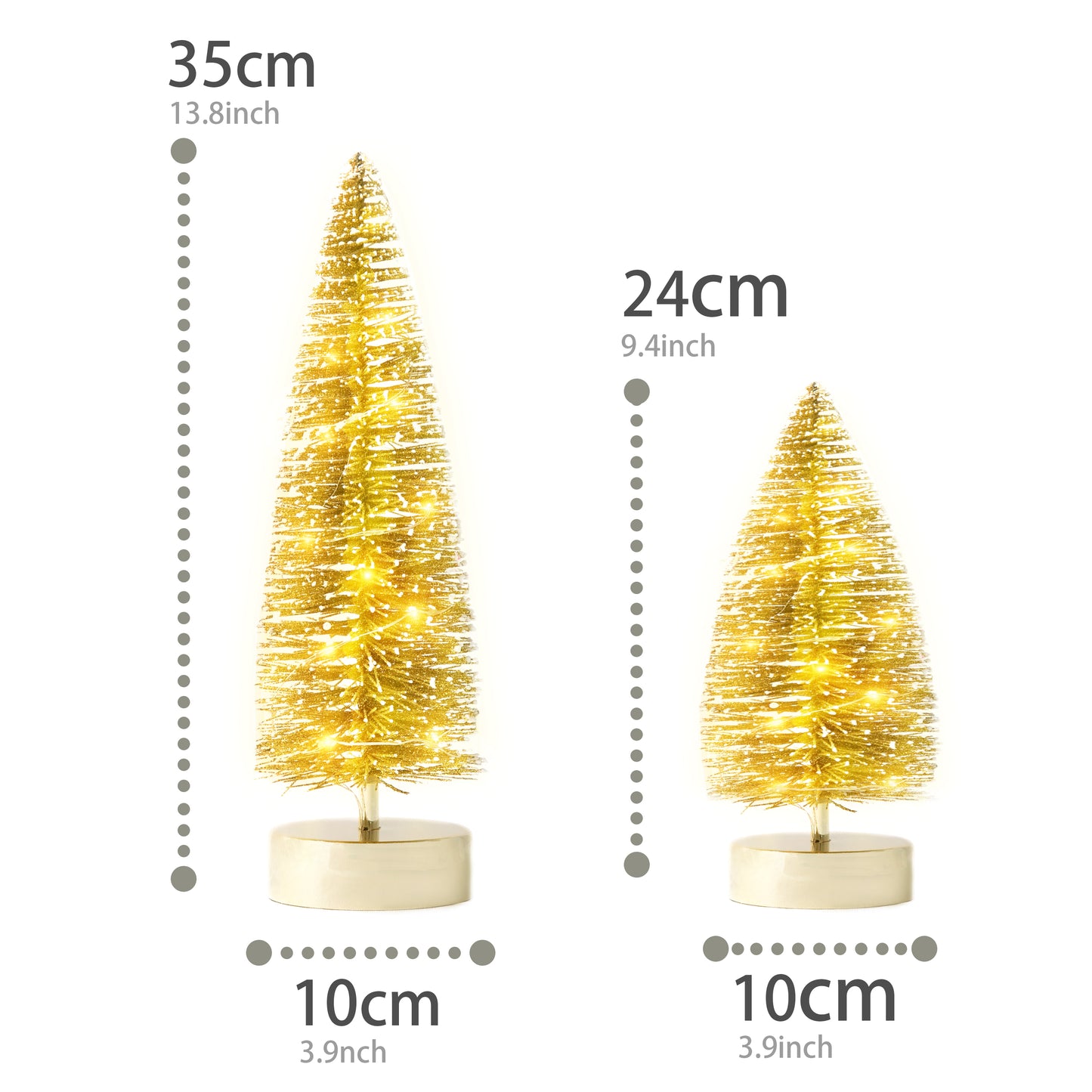 Christmas Tree Pre-lit MiniGlitter Tabletop Tree 13.8'' (Gold)