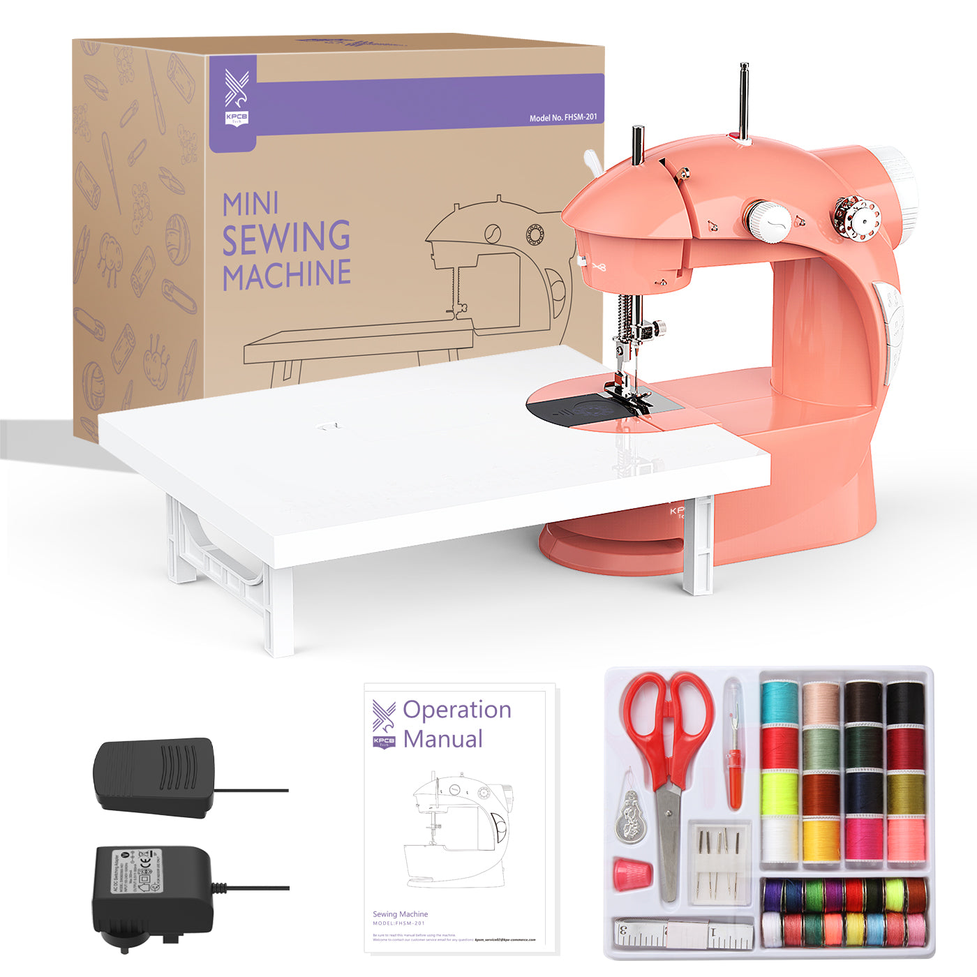 KPCB Tech Mini Sewing Machine with Sewing Kit, Extension Table