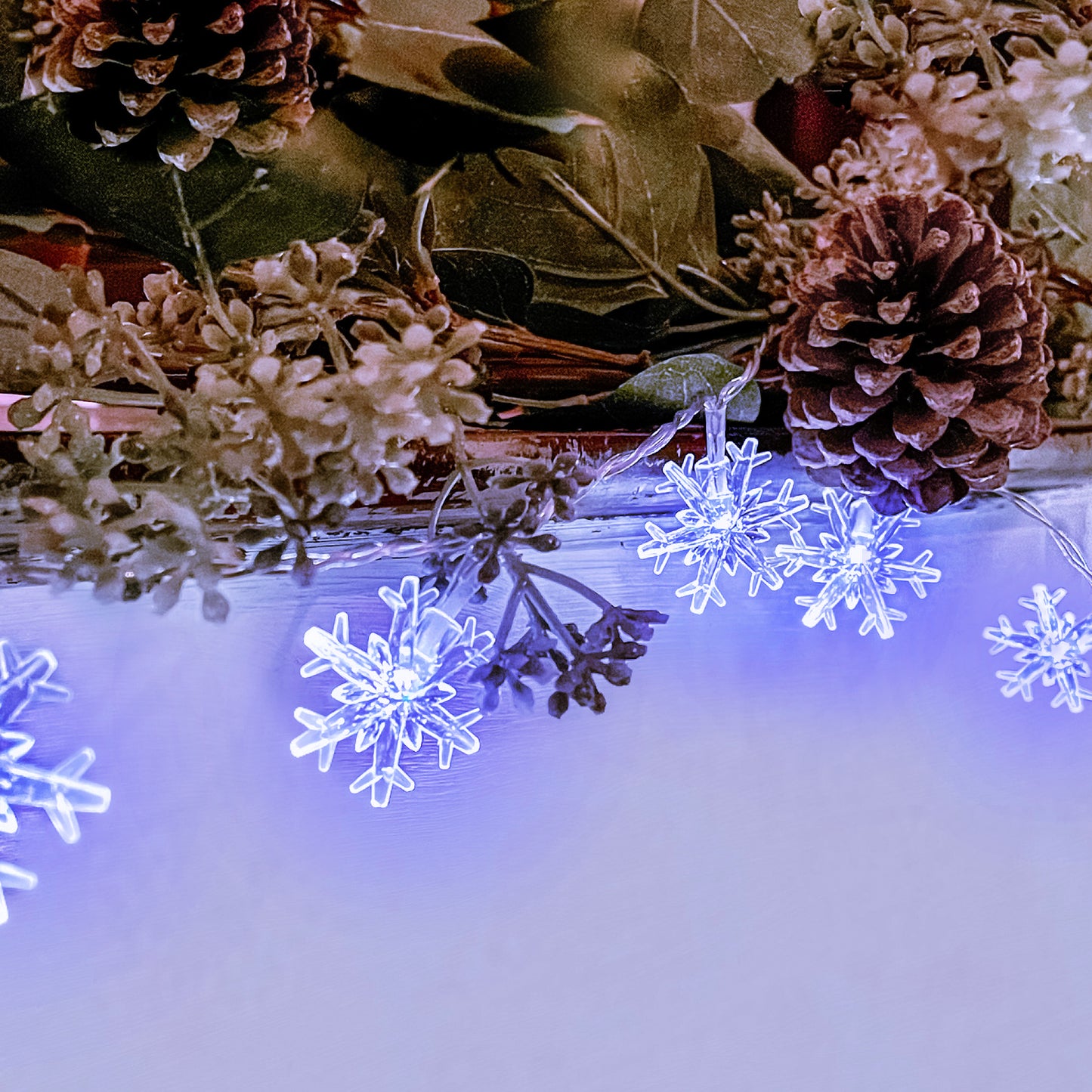 KPCB Christmas Lights 50 LEDs Fairy Lights USB Snowflake Blue Light