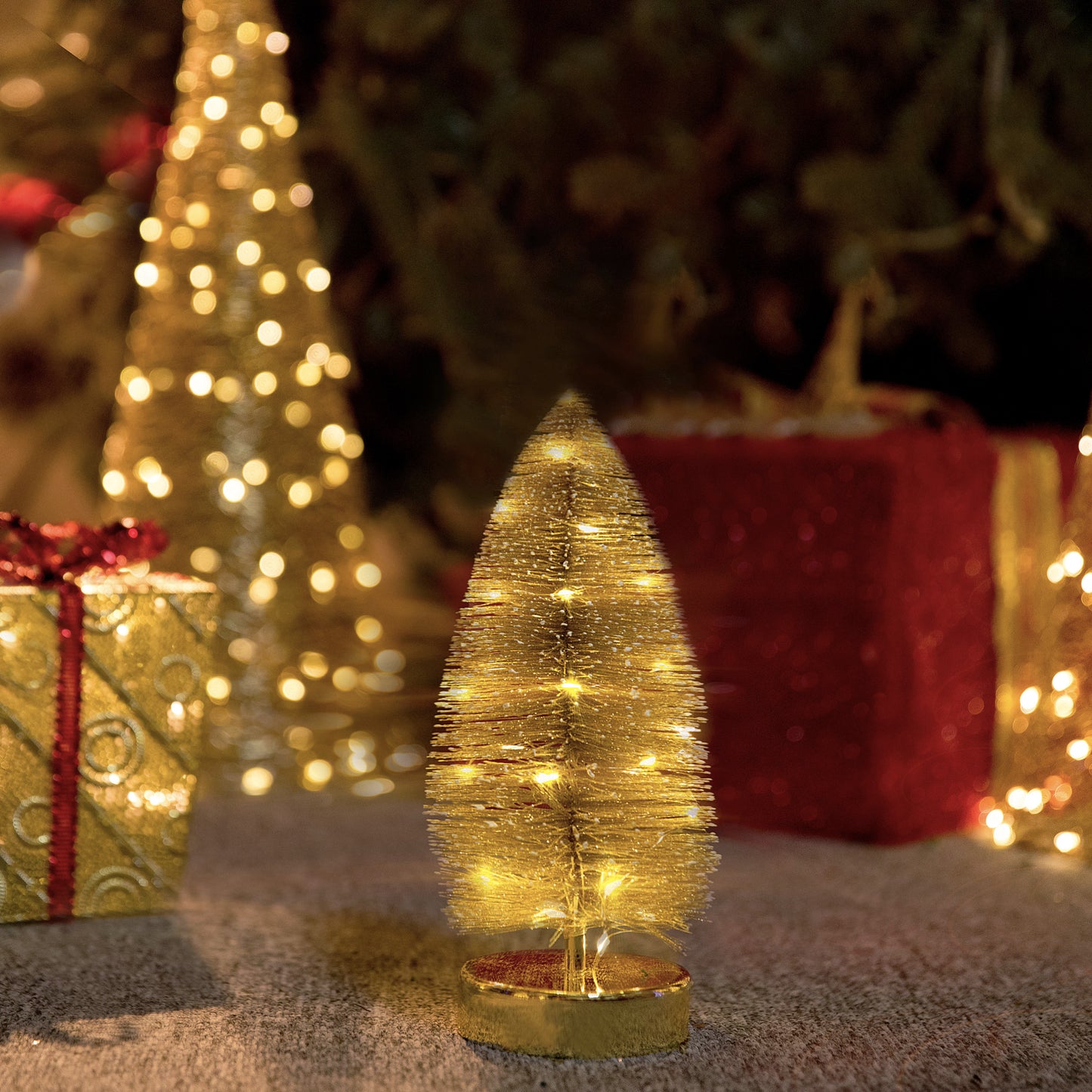 Christmas Tree Pre-lit MiniGlitter Tabletop Tree 9.4'' (Gold)