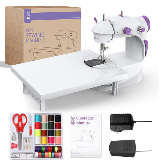 KPCB Tech Mini Sewing Machine with Sewing Kit, Extension Table