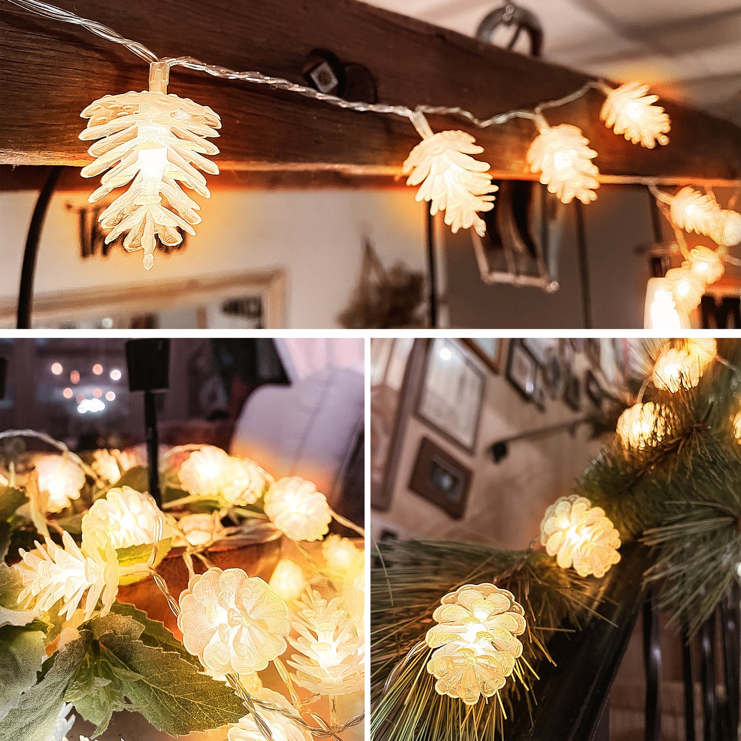 Christmas Lights Pinecone Fairy Lights with 50 Warm White LEDs