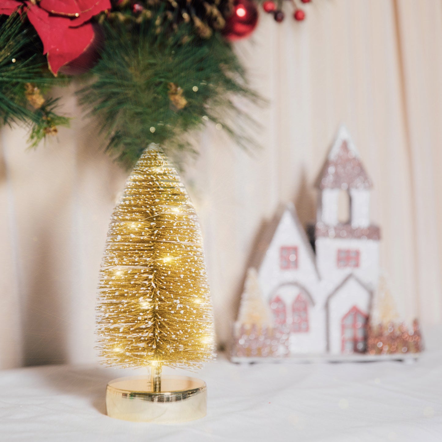 Christmas Tree Pre-lit MiniGlitter Tabletop Tree 9.4'' (Gold)