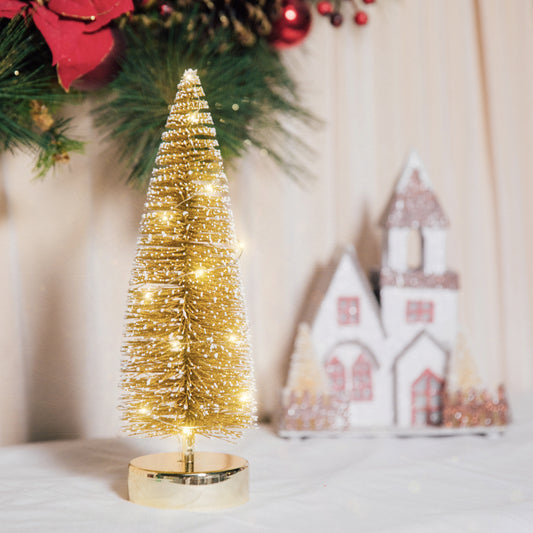 Christmas Tree Pre-lit MiniGlitter Tabletop Tree 13.8'' (Gold)