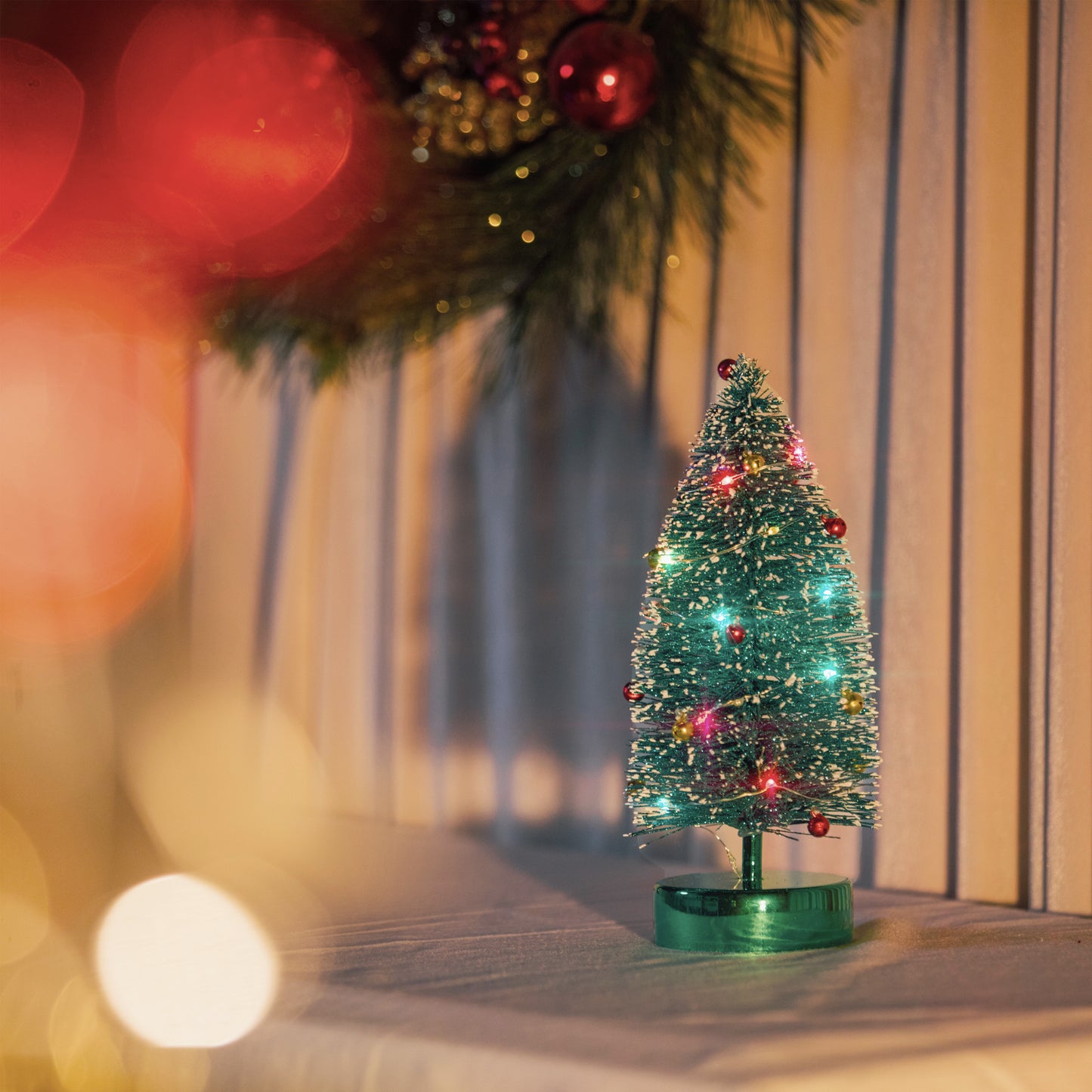 Christmas Tree Pre-lit MiniGlitter Tabletop Tree 9.4'' (Green)